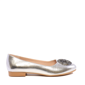 Solo Donna women's silver ballerinas with deco accessory 1169DB4100AG