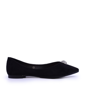 Solo Donna women's black ballet flats with deco detail 1169DB2110N
