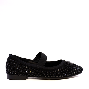 Solo Donna women's black rhinestone ballet flats 1169DB2710N