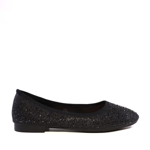 Solo Donna women's black rhinestone ballet flats 1169DB2720N