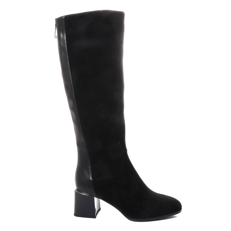 Solo Donna women boots in black faux suede leather 1162DC0624VN