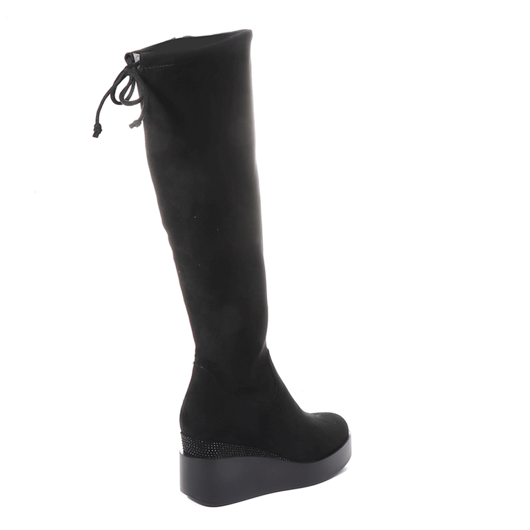 Solo Donna women boots in black faux suede leather 1162DC3123VN