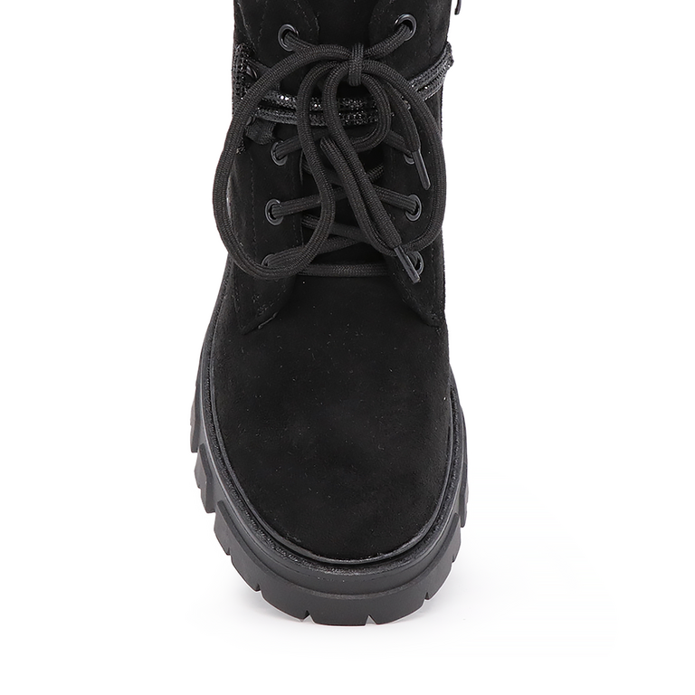 Solo Donna women combat boots in black faux suede leather   1164DG1300VN