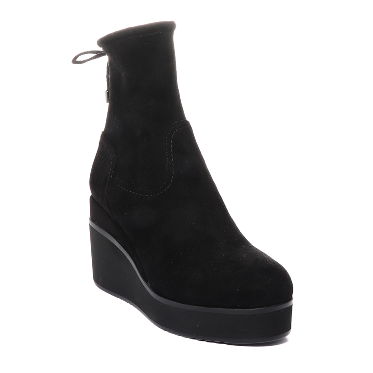 Solo Donna women ankle boots in black faux suede leather 1162DG0611VN