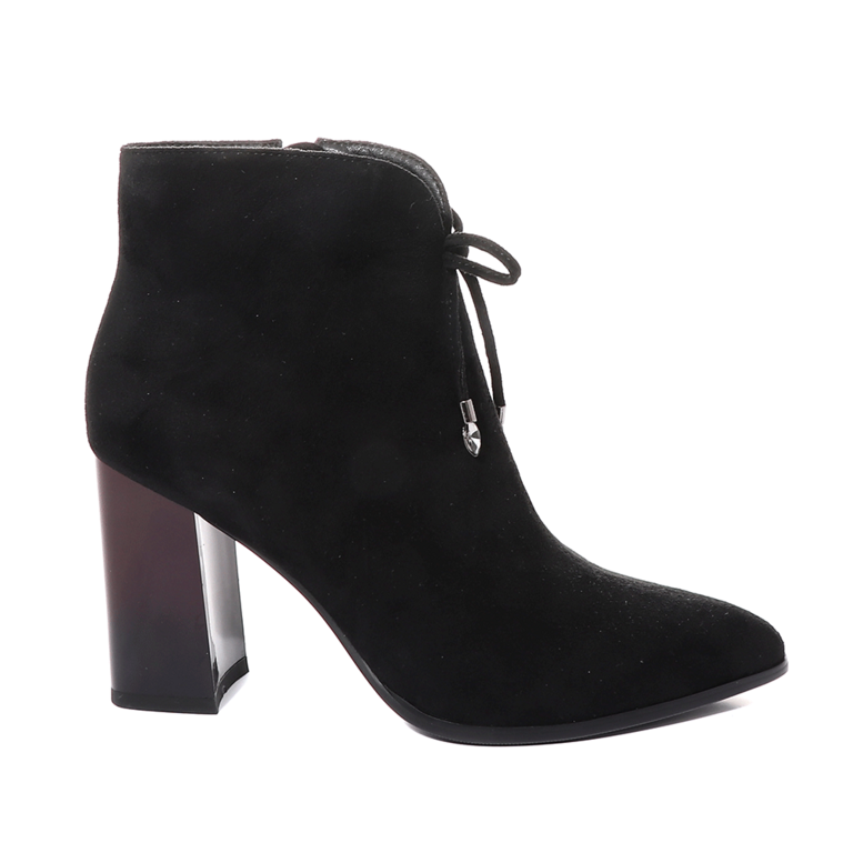 Solo Donna women ankle boots in black faux suede leather 1162DG3151VN