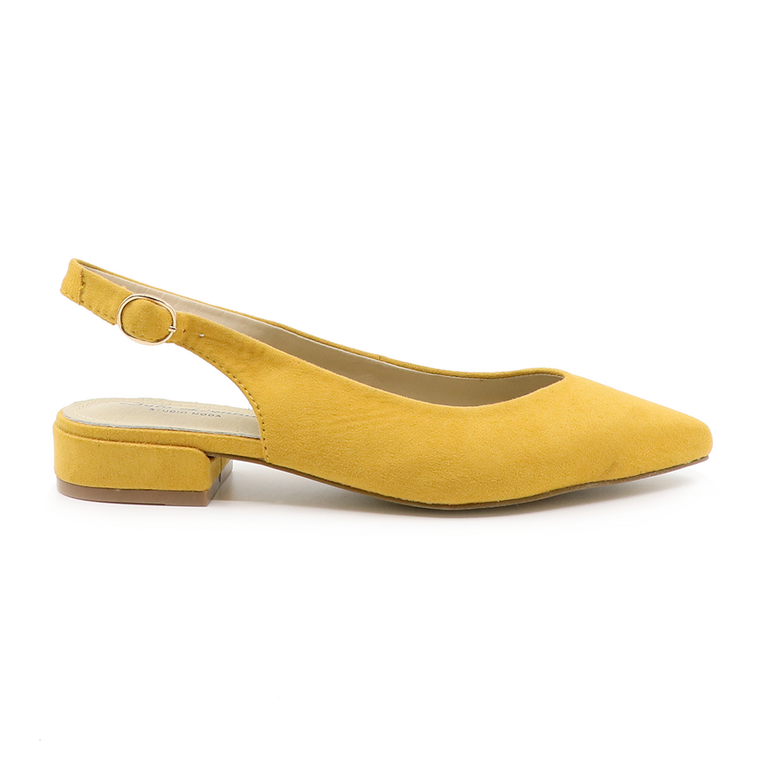 Solo Donna women slingback flats in yellow faux suede leather 1163DD1300VG