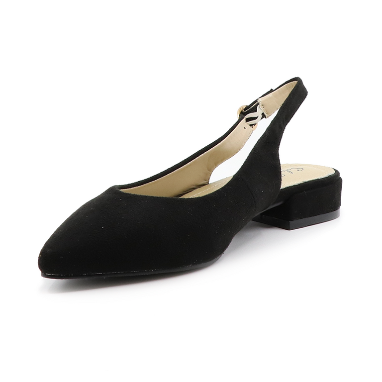 Solo Donna women slingback flats in black faux suede leather 1163DD1300VN