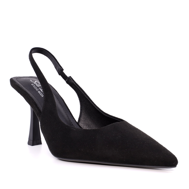 Pantofi decupați femei Solo Donna negri cu toc 2855DD0555VN