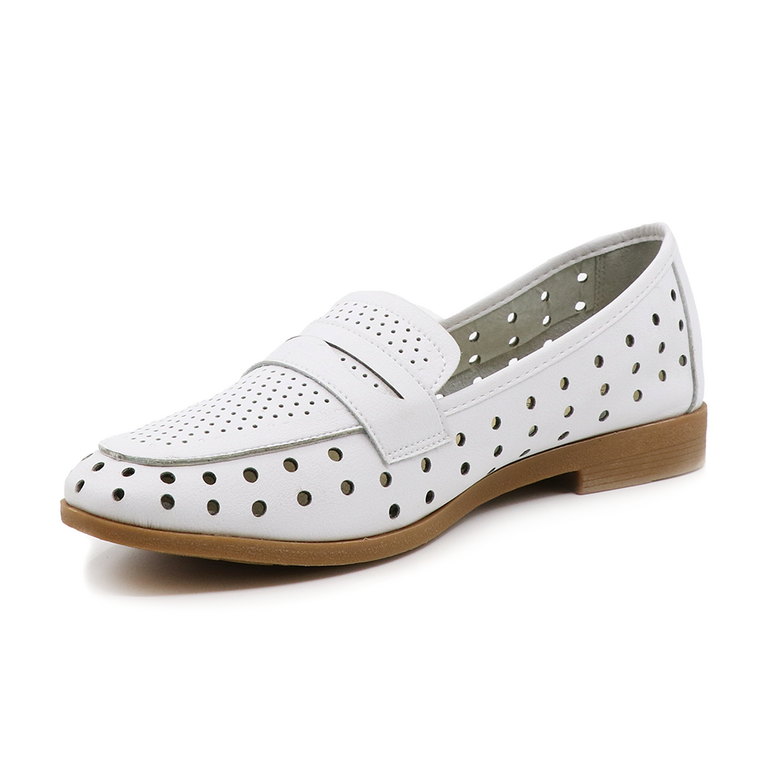 Solo Donna women ballerinas in perforated white faux leather 1163DPF1100A