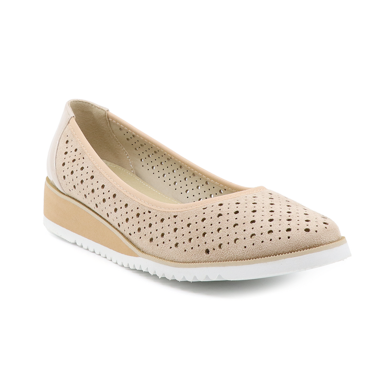Solo Donna women ballerinas in perforated beige faux leather 1163DPF1500VBE
