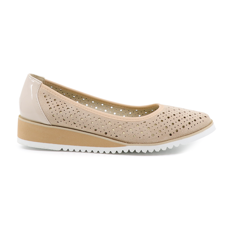 Solo Donna women ballerinas in perforated beige faux leather 1163DPF1500VBE