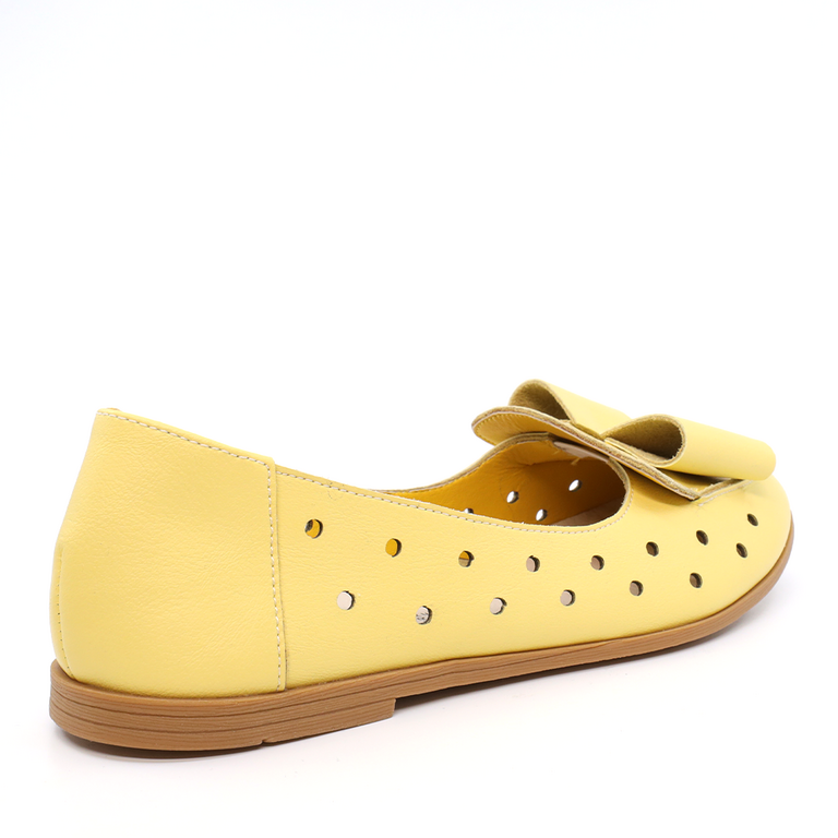 Pantofi femei Solo Donna galbeni din piele cu perforații 1165DPF2300G