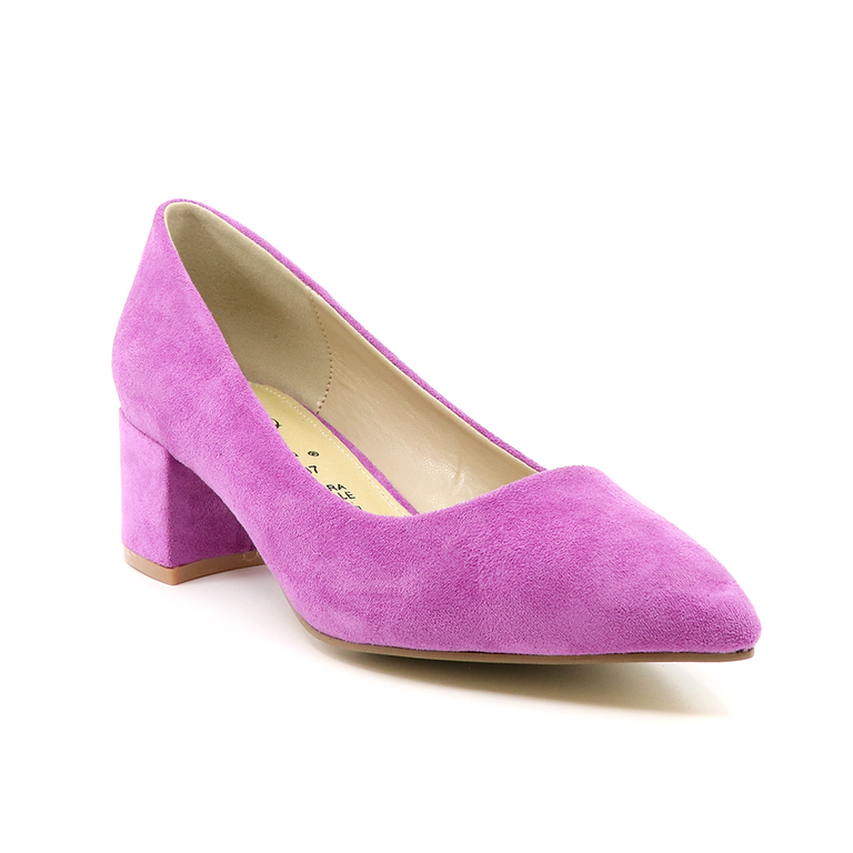 Solo Donna women mini heel pumps in purple faux suede leather  1163DP7100VFU 