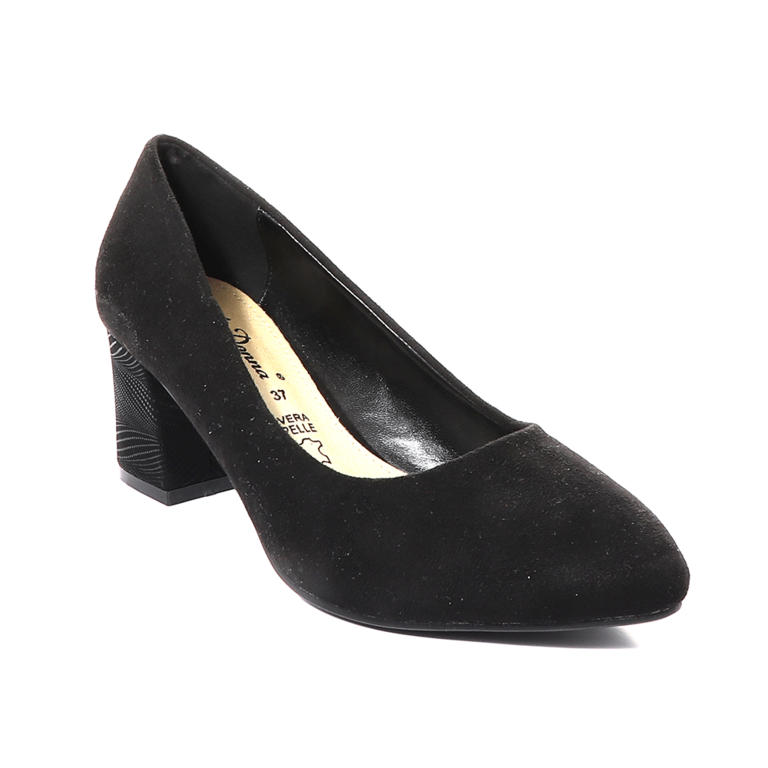 Solo Donna women pumps in black faux suede leather 1162DP1631VN