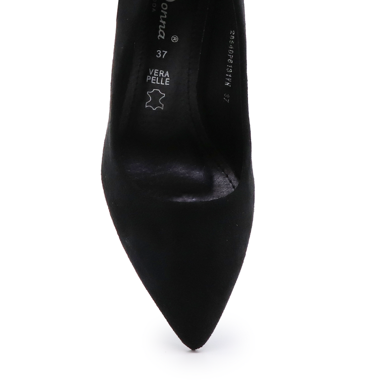 Solo Donna mid heel pumps in black suede faux leather 2854DP6131VN