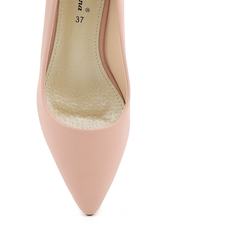 Solo Donna women mini heel pumps in pink faux leather 1163DP7100RO