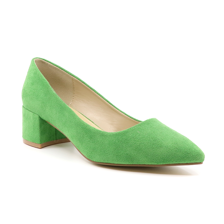 Solo Donna women mini heel pumps in green faux suede leather  1163DP7100VV
