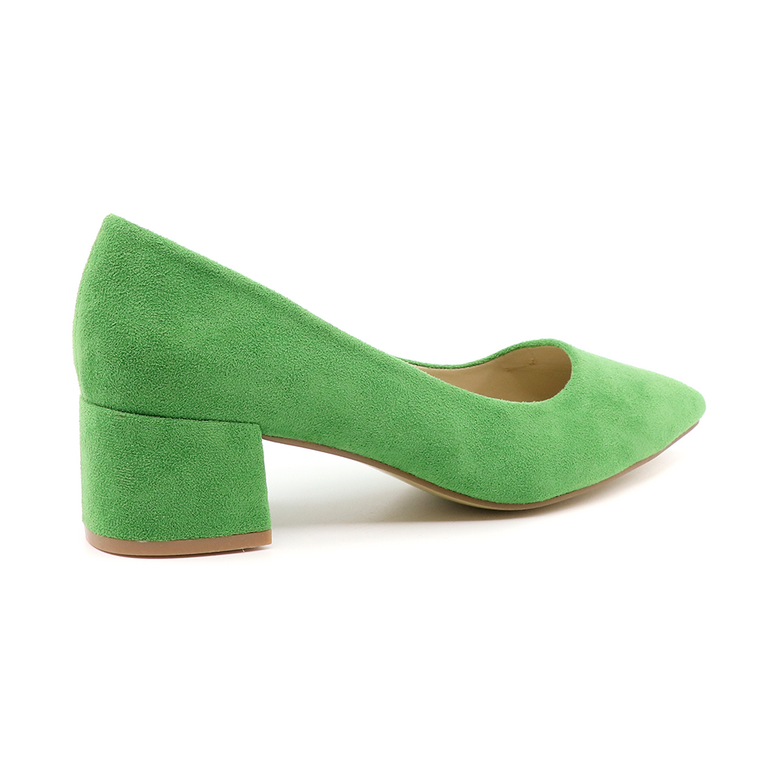 Solo Donna women mini heel pumps in green faux suede leather  1163DP7100VV