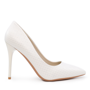 Pantofi stiletto femei Solo Donna albi cu buline argintii1165DP4400A
