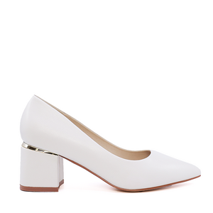 Pantofi stiletto femei Solo Donna albi cu toc mic  1167DP1510A