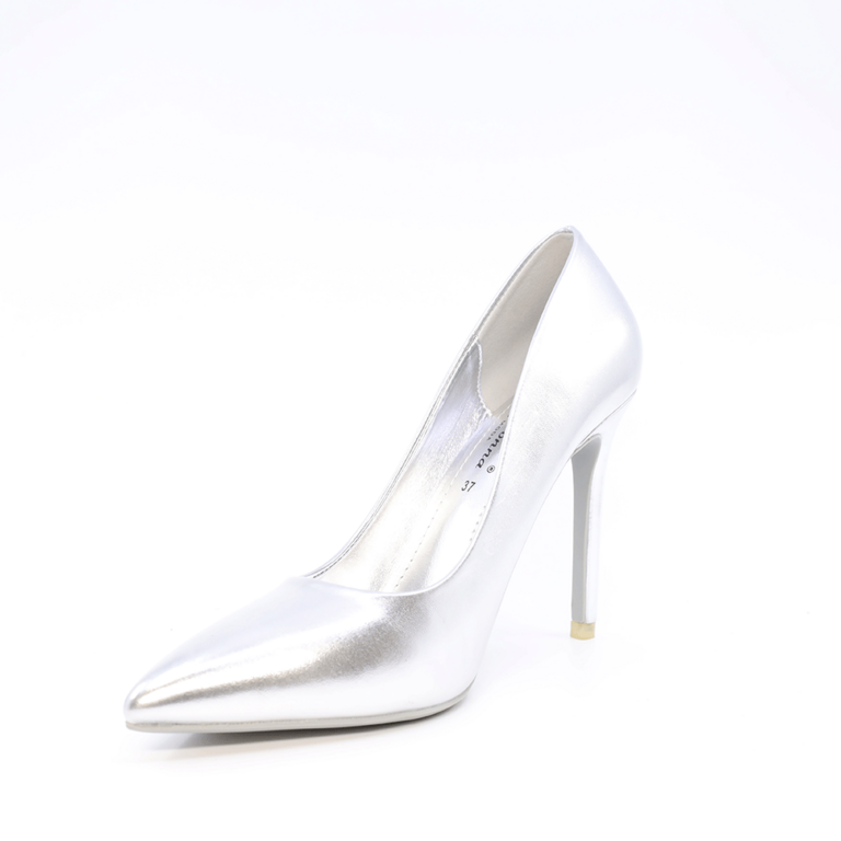 Women's Solo Donna silver stiletto pumps with a heel 1166DP2510AG