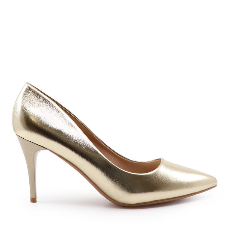 Solo Donna mid heel stiletto pumps in gold faux leather 2854DP3944AU