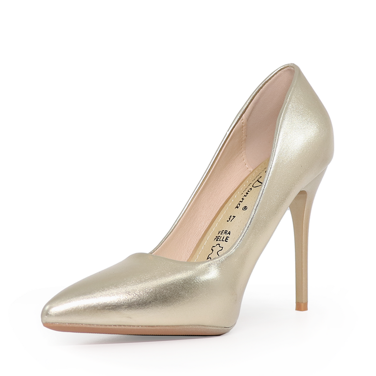 Pantofi stiletto femei Solo Donna aurii cu toc înalt 1164DP4101AU