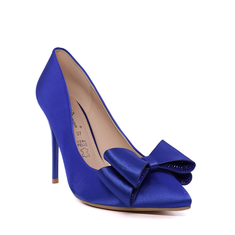 Pantofi stiletto femei Solo Donna bleumarin din satin 1167DP2810RABL