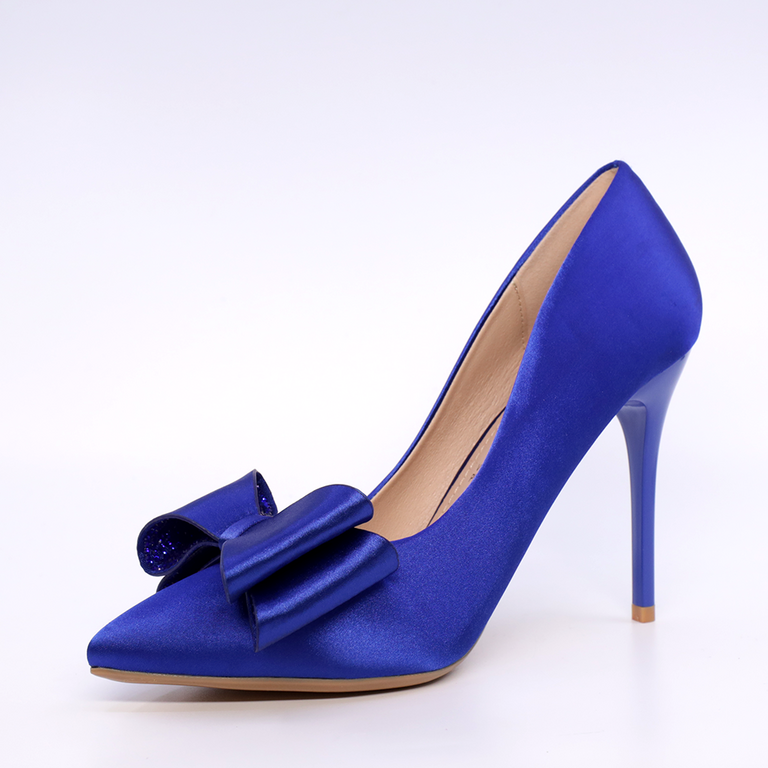 Women's Solo Donna Navy Blue Satin Stiletto Shoes 1167DP2810RABL