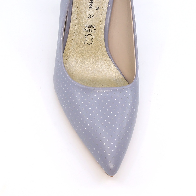 Pantofi stiletto femei Solo Donna gri cu buline argintii 1165DP4400GR 