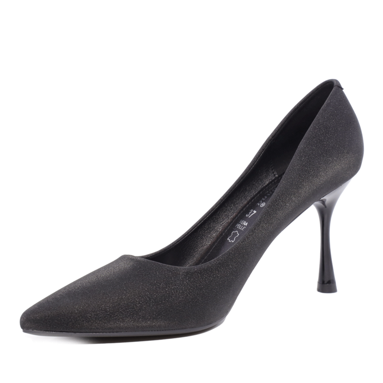 Solo Donna women stiletto pumps in black faux leather 2856DP61310N