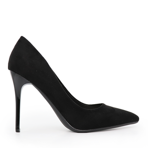 Pantofi stiletto femei Solo Donna negri cu aspect de velur 1164DP4101VN