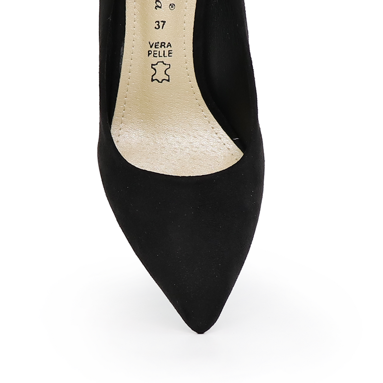 Pantofi stiletto femei Solo Donna negri cu aspect de velur 1166dp4101vn