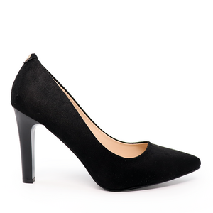 Pantofi stiletto femei Solo Donna negri cu aspect de velur 1164DP5100VN