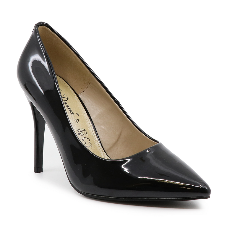 Solo Donna women stiletto pumps in black faux patent leather  1164DP4753LN