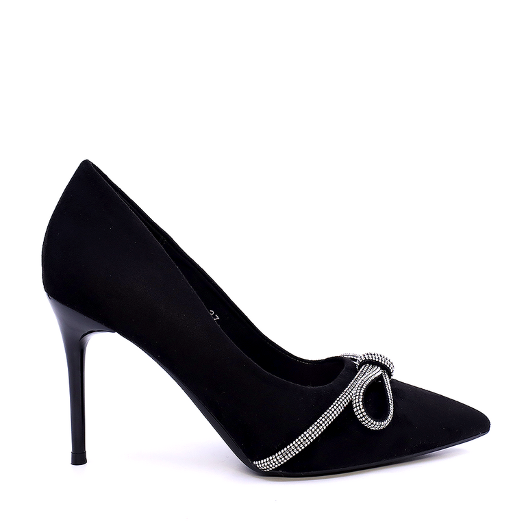 Solo Donna Black Rhinestone Women's Stiletto Shoes 2547DP9100VN