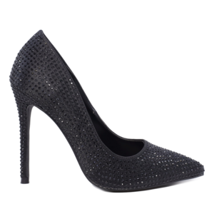 Pantofi stiletto femei Solo Donna negri cu ștrasuri  2856DP15124N