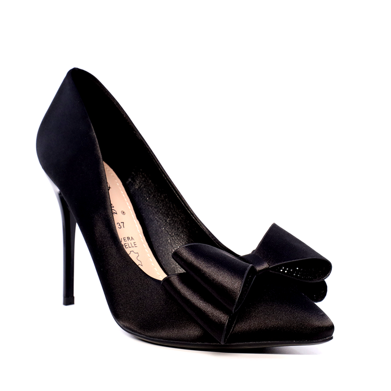 Pantofi stiletto femei Solo Donna negri din satin 1167DP2810RAN