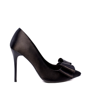 Women's Solo Donna black satin stiletto shoes 1167DP2810RAN