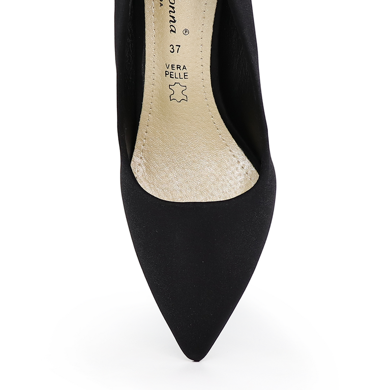 Pantofi stiletto femei Solo Donna negri din satin cu toc înalt 1166dp4101ran