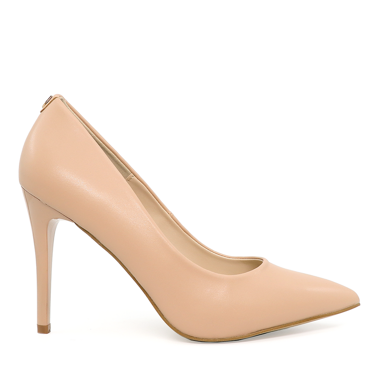 Solo Donna women stiletto pumps in nude faux leather  1164DP4753NU
