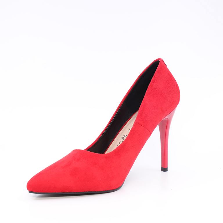 Women's Solo Donna red stiletto pumps made of synthetic velour with a high heel 1166DP4753VR