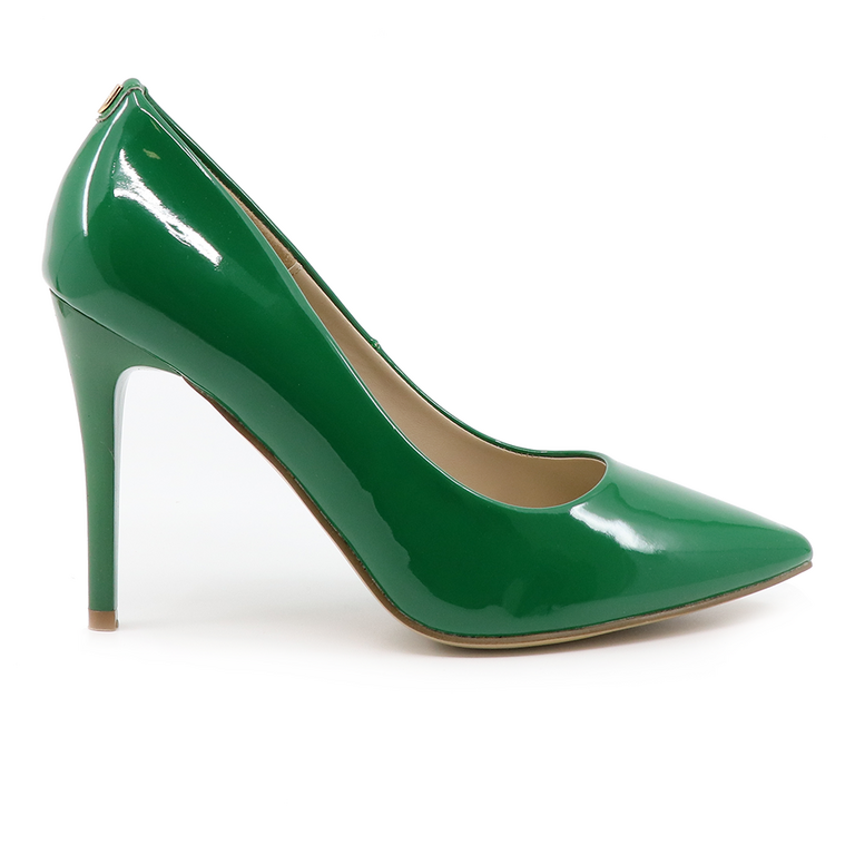 Solo Donna women stiletto pumps in green faux patent leather 1163DP4753LV