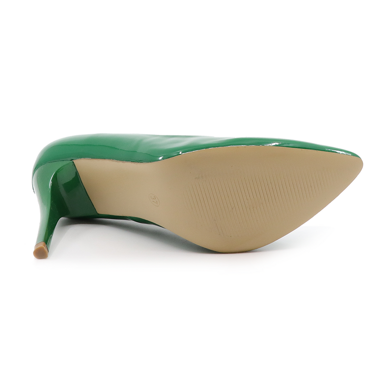 Solo Donna women stiletto pumps in green faux patent leather 1163DP4753LV