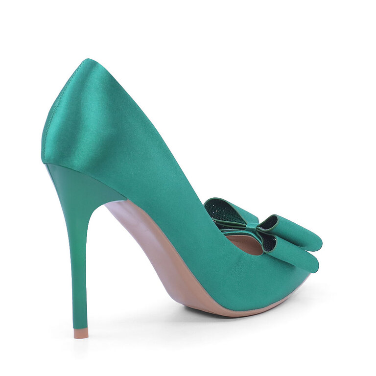 Women's Solo Donna green satin stiletto shoes 1167DP2810RAV