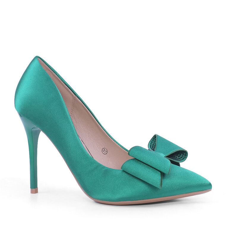 Women's Solo Donna green satin stiletto shoes 1167DP2810RAV