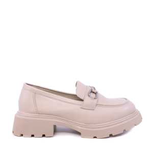 Pantofi tip loafer femei Solo Donna bej din piele 2541DP9576BE