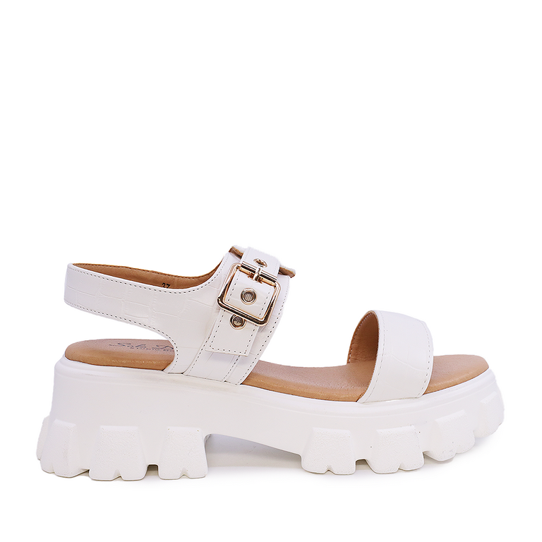 Women's Solo Donna white synthetic chunky sandals 2547DS8049CA