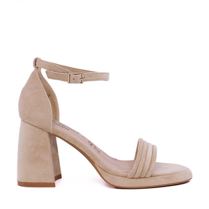 Sandale cu toc conic femei Solo Donna bej 1161DS1720VBE