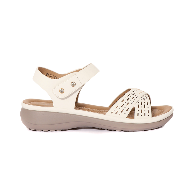 Solo Donna Women's Sandals  in white faux leather perforated model and extra comfort outsole 2851DS6331A